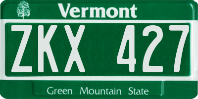 VT license plate ZKX427