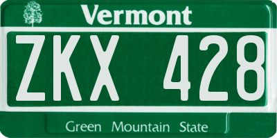 VT license plate ZKX428