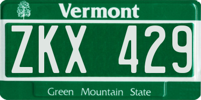 VT license plate ZKX429