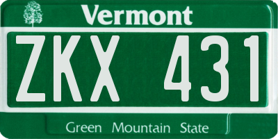 VT license plate ZKX431