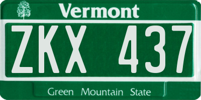 VT license plate ZKX437
