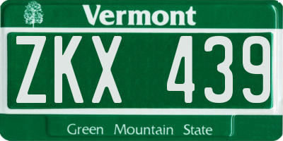 VT license plate ZKX439