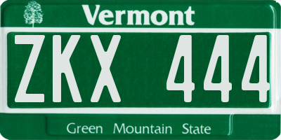 VT license plate ZKX444