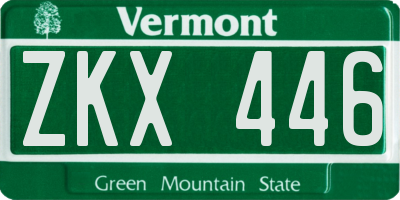 VT license plate ZKX446