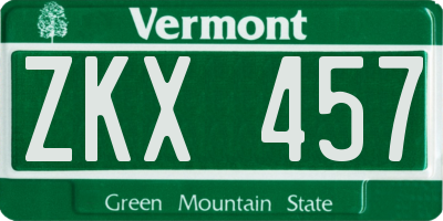 VT license plate ZKX457
