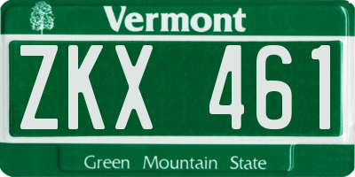 VT license plate ZKX461