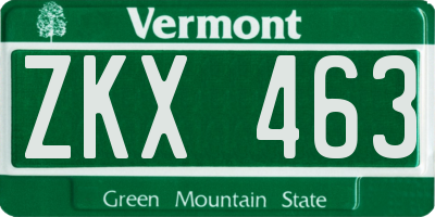 VT license plate ZKX463