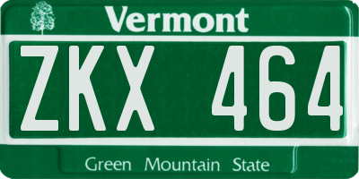 VT license plate ZKX464