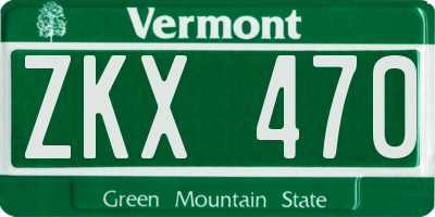 VT license plate ZKX470