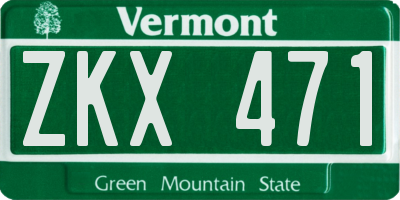 VT license plate ZKX471