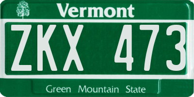 VT license plate ZKX473