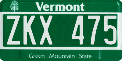 VT license plate ZKX475