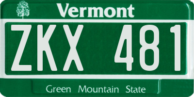 VT license plate ZKX481