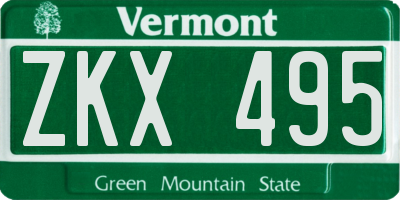 VT license plate ZKX495