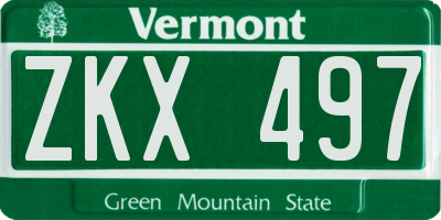VT license plate ZKX497