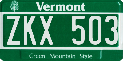 VT license plate ZKX503