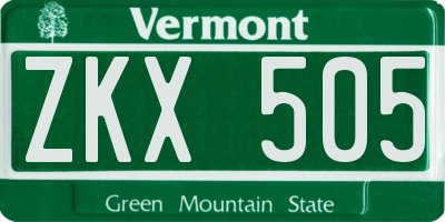 VT license plate ZKX505
