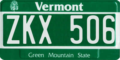 VT license plate ZKX506