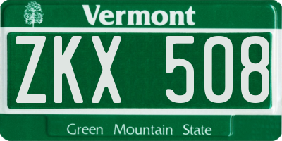 VT license plate ZKX508