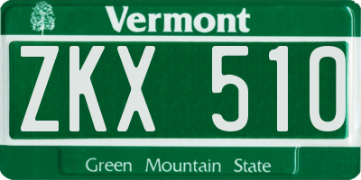 VT license plate ZKX510