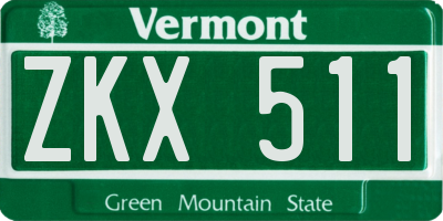 VT license plate ZKX511