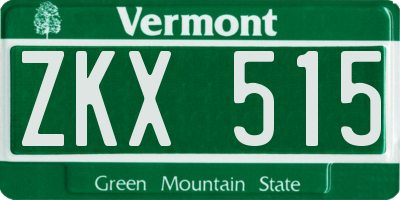 VT license plate ZKX515