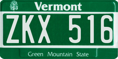 VT license plate ZKX516