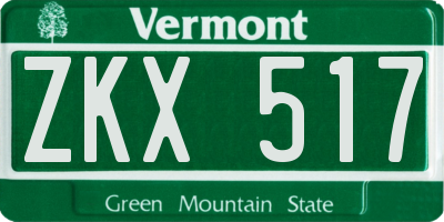 VT license plate ZKX517