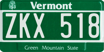 VT license plate ZKX518