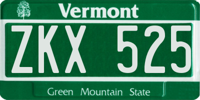 VT license plate ZKX525