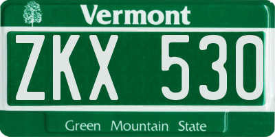VT license plate ZKX530