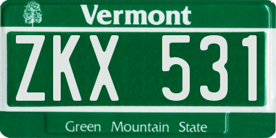 VT license plate ZKX531