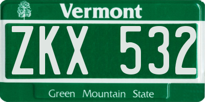 VT license plate ZKX532