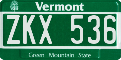 VT license plate ZKX536