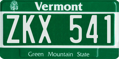 VT license plate ZKX541