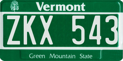 VT license plate ZKX543