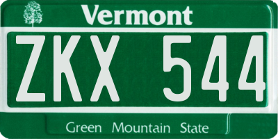 VT license plate ZKX544