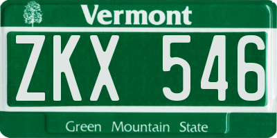 VT license plate ZKX546