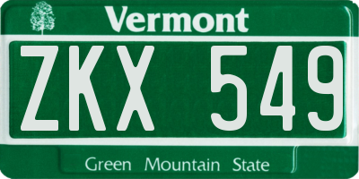 VT license plate ZKX549