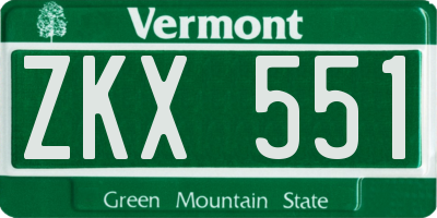 VT license plate ZKX551