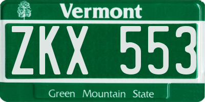 VT license plate ZKX553
