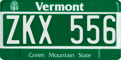 VT license plate ZKX556