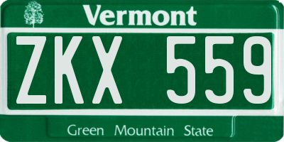 VT license plate ZKX559