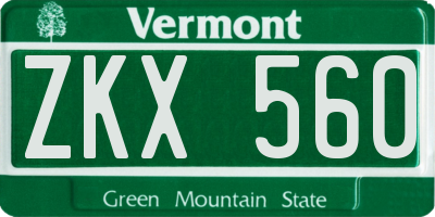 VT license plate ZKX560