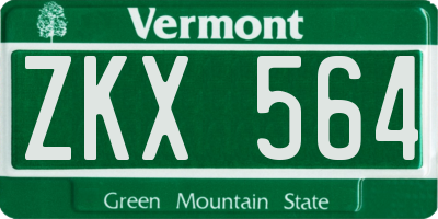 VT license plate ZKX564