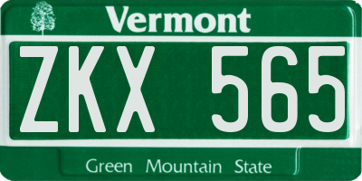 VT license plate ZKX565