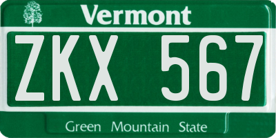 VT license plate ZKX567