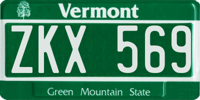 VT license plate ZKX569