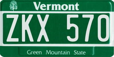 VT license plate ZKX570