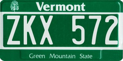 VT license plate ZKX572